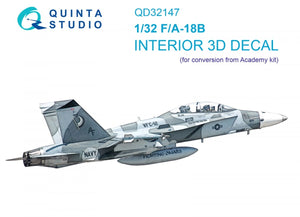 Intérieur imprimé en 3D et coloré sur papier décalcomanie Quinta Studio QD32147 F/A-18B (Academy) 1/32