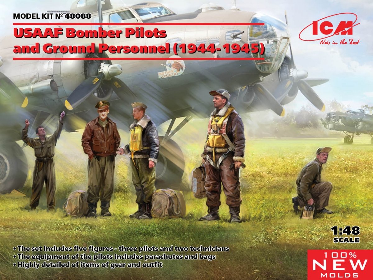 ICM 48088 Pilotes de bombardiers et personnel au sol de l'USAAF (1944-1945) 1/48