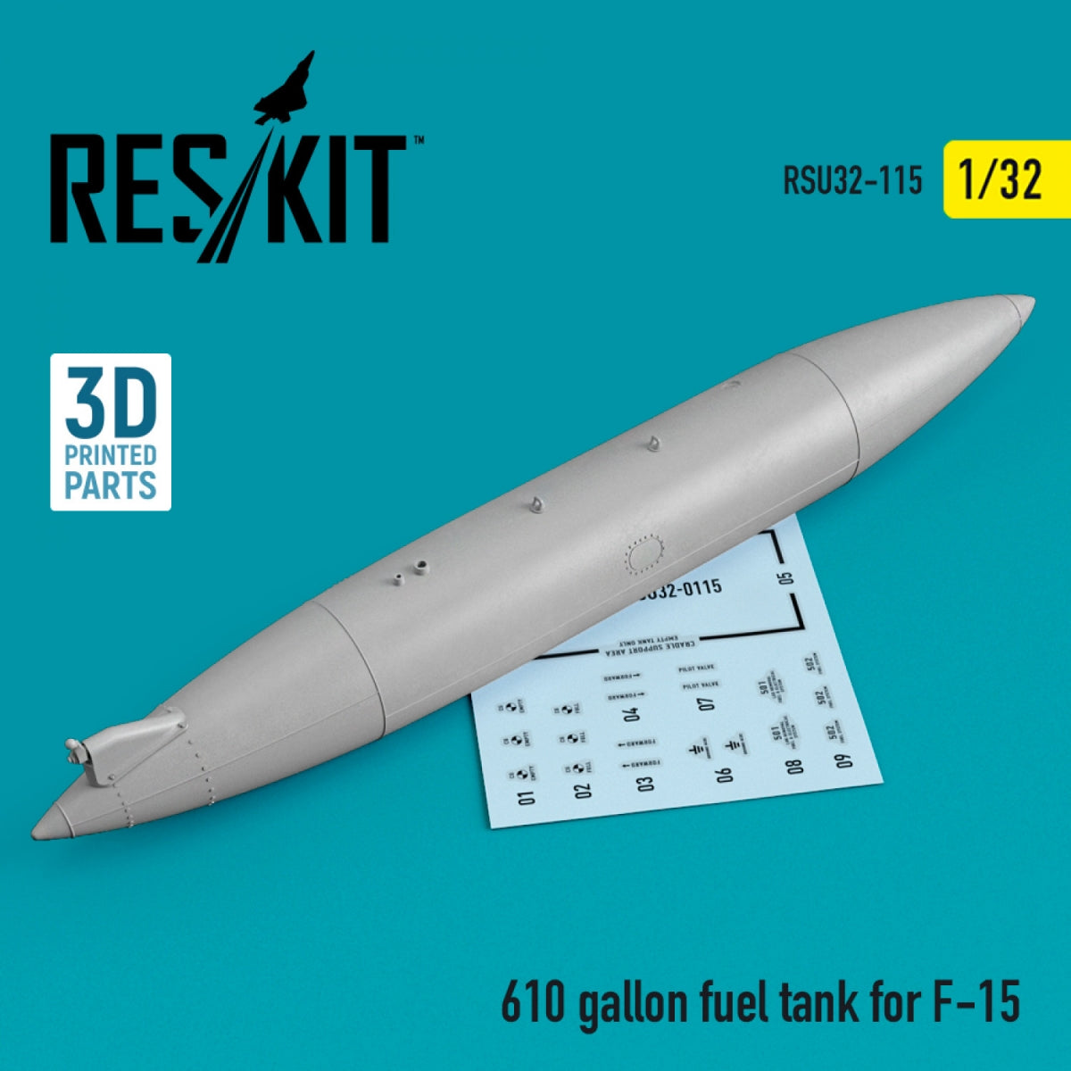 Réservoir de carburant RESKIT RSU32-0115 de 610 gallons pour F-15 (1 pièce) (imprimé en 3D) 1/32