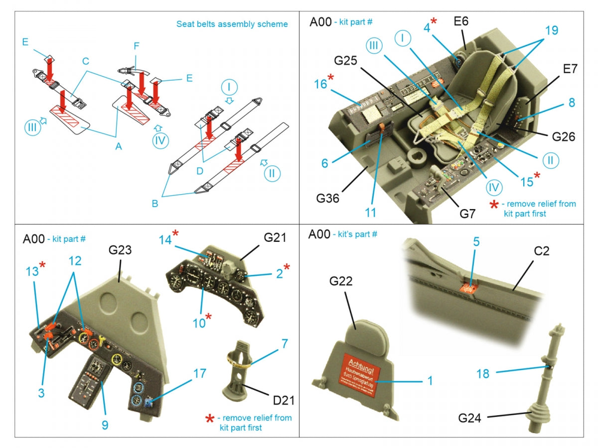 Quinta Studio QD35101 FW 190A-6 3D-Printed &amp;amp; coloured Interior on decal paper (Border Model) 1/35 – zdjęcie 2