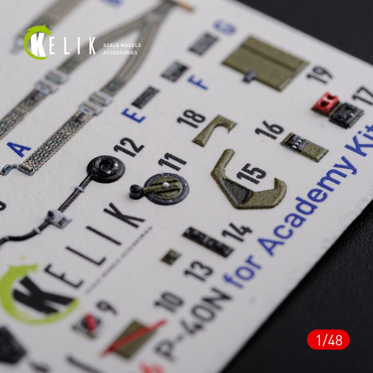 Décalcomanies 3D intérieures KELIK K48086 P-40N pour maquette Academy au 1/48 – immagine 7