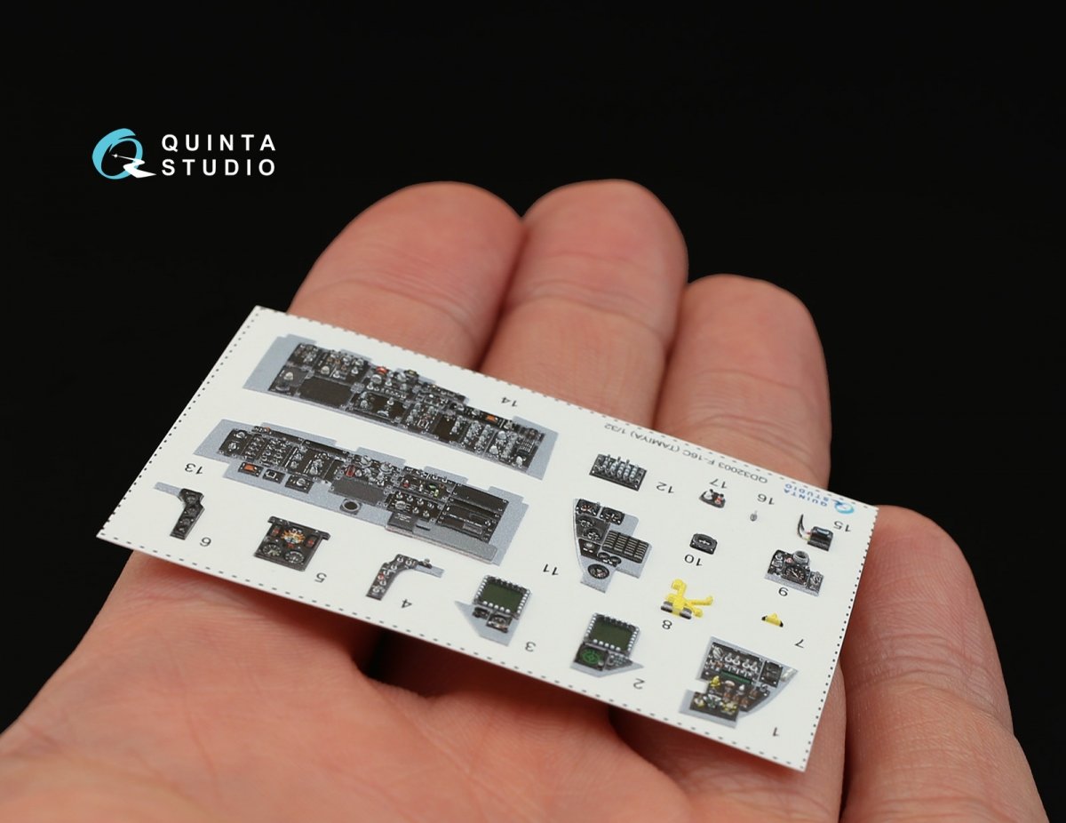 Intérieur imprimé en 3D et coloré sur papier décalcomanie Quinta Studio QD32003 F-16C (pour maquette Tamiya) 1/32  – image 4