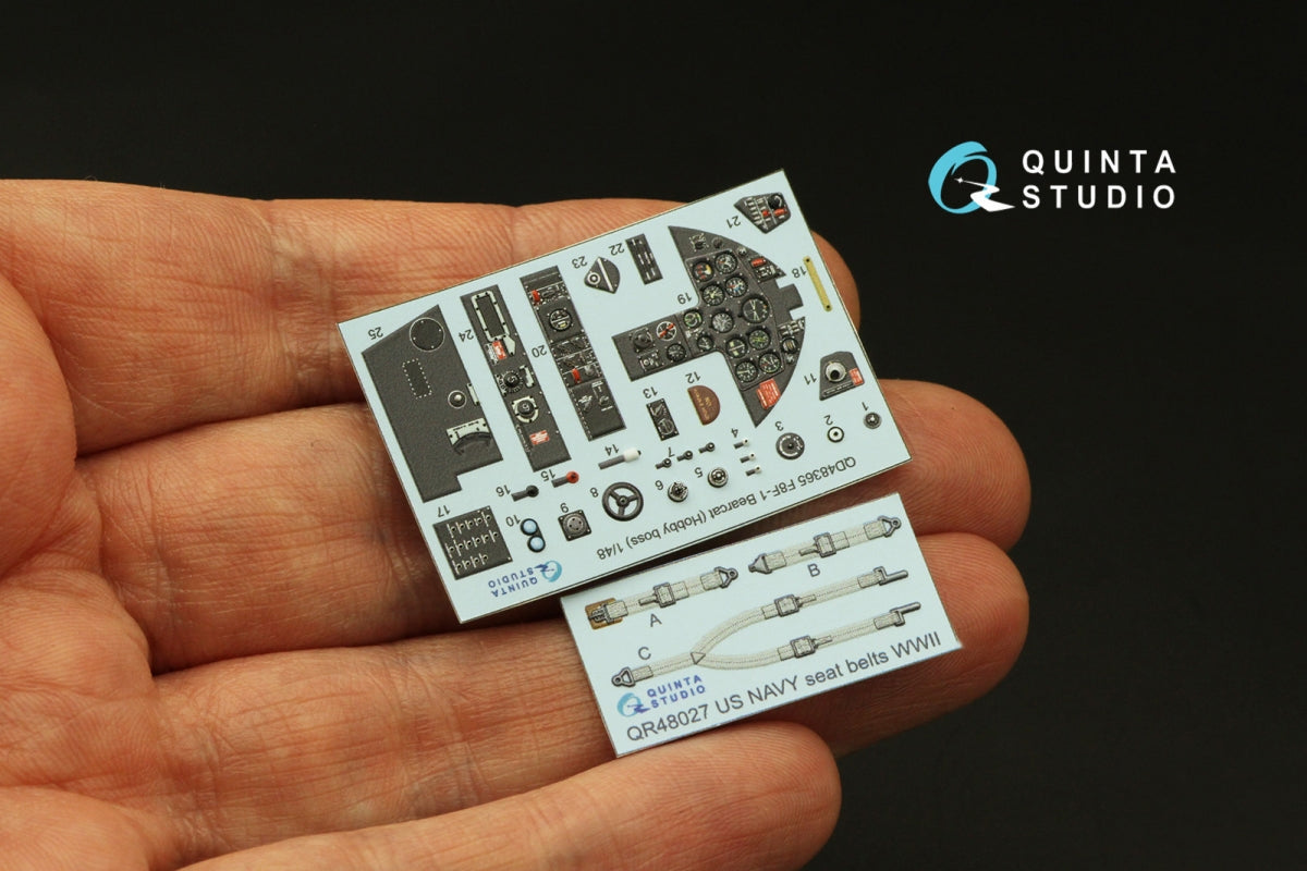 Intérieur imprimé en 3D et coloré sur papier décalcomanie Quinta Studio QD48365 F8F-1 Bearcat (Hobby Boss) 1/48 – image 3
