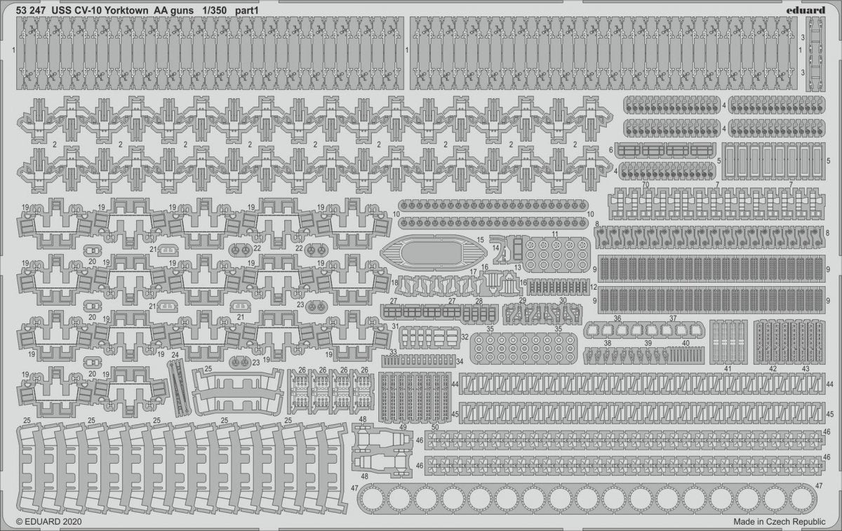 Eduard 53247 USS CV-10 Yorktown Canons AA 1/350 TRUMPETER