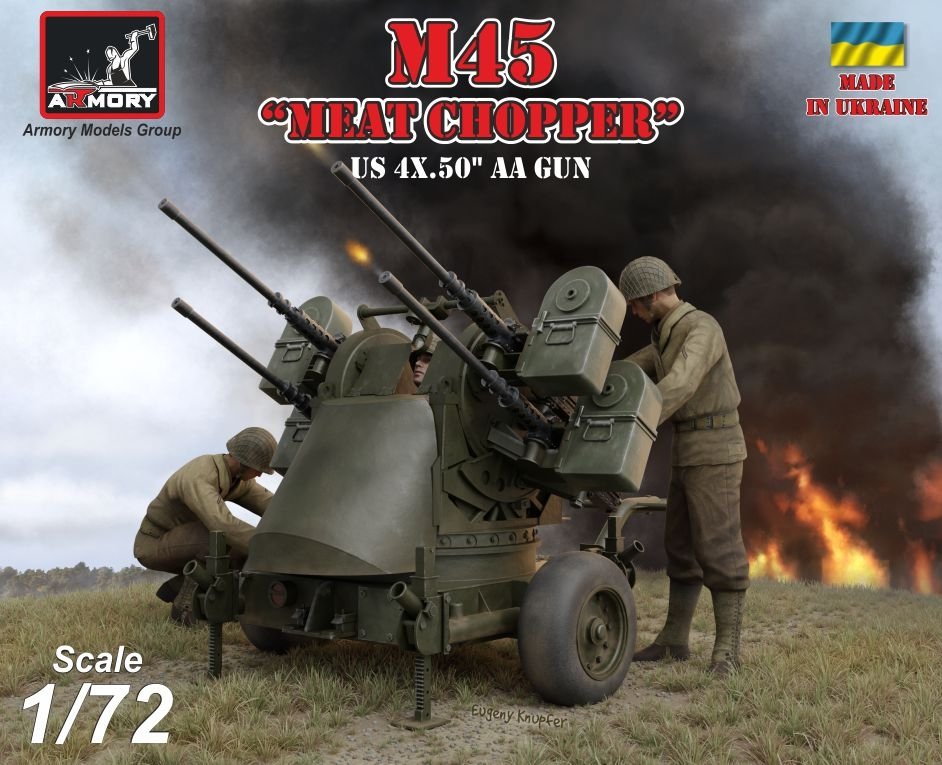 Armory Models 72239 M45 Quadmount, tourelle américaine de la Seconde Guerre mondiale avec 4 canons M2HB de 12,7 mm sur remorque M20, échelle 1/72