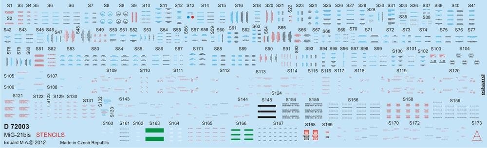 Pochoirs Eduard D72003 MiG-21BIS 1/72