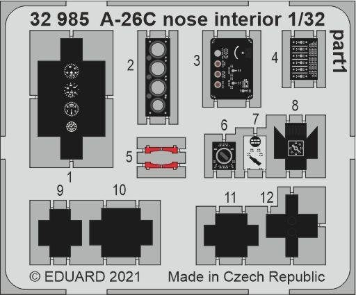 Intérieur du nez de l&amp;#39;A-26C Eduard 32985 HOBBY BOSS 1/32