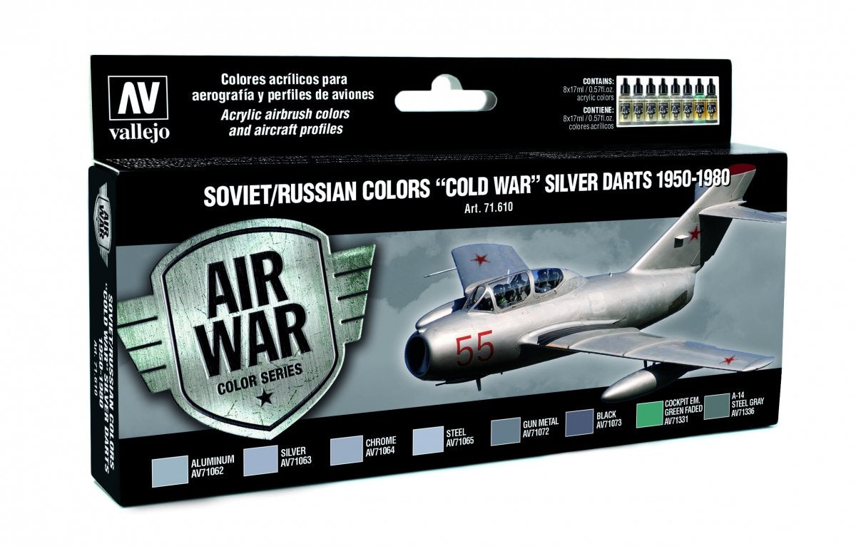 Vallejo 71610 Couleurs soviétiques/russes Fléchettes argentées Guerre froide 1950-1980 8x17 ml
