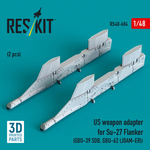 RESKIT RS48-0604 US weapon adapter for Su-27 Flanker (2 pcs) (GBU-39 SDB, GBU-62 (JDAM-ER)) (3D Printed) 1/48