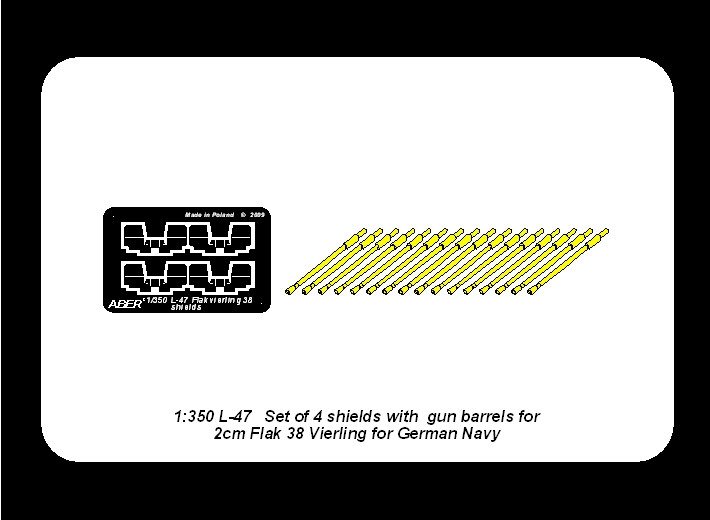 Aber 350L-47 Ensemble de 16 canons de 2 cm pour Flakvierling 38 allemand avec boucliers (1/350) – Bild 5