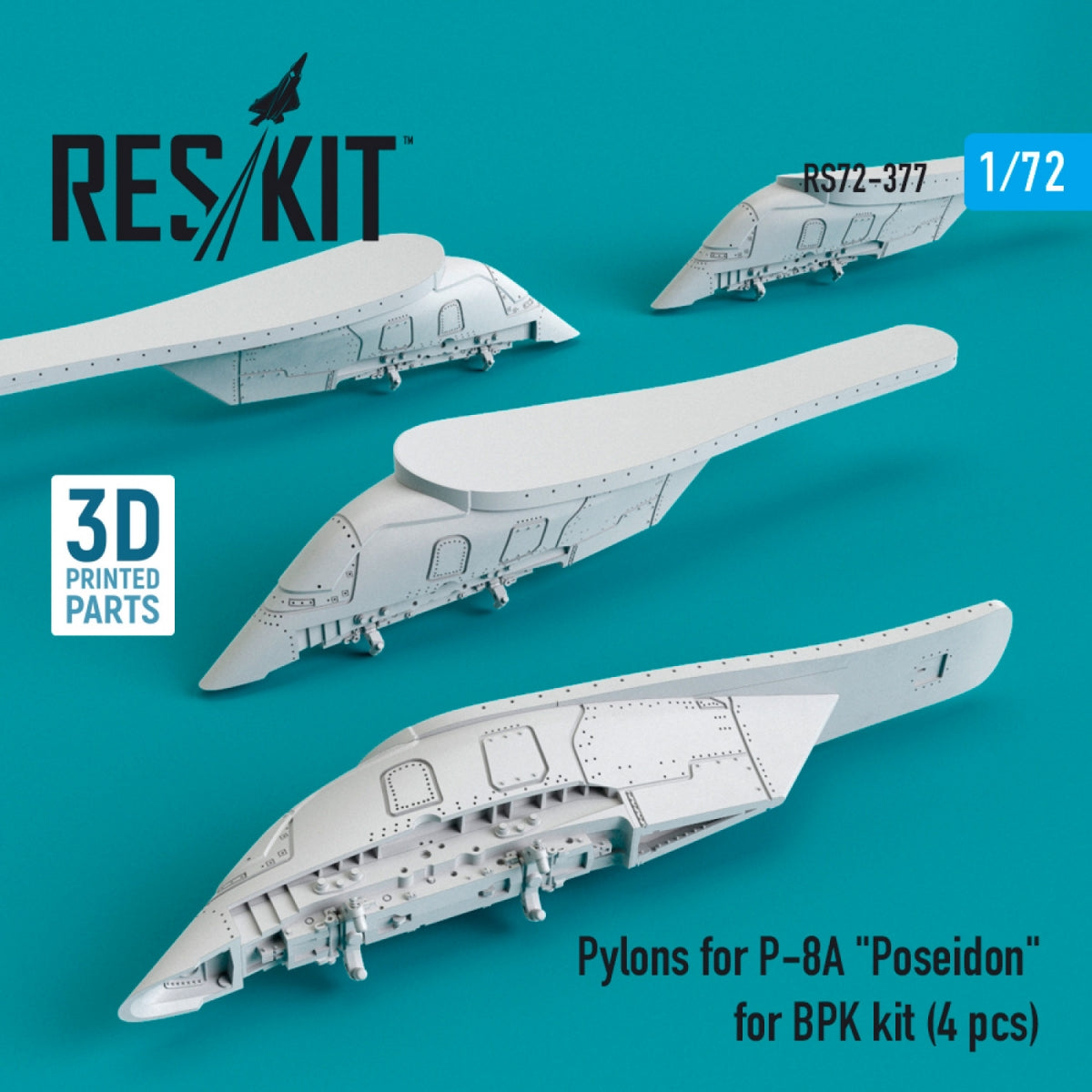 Pylônes RESKIT RS72-0377 pour P-8A « POSEIDON » pour kit BPK (4 pièces) (impression 3D) 1/72