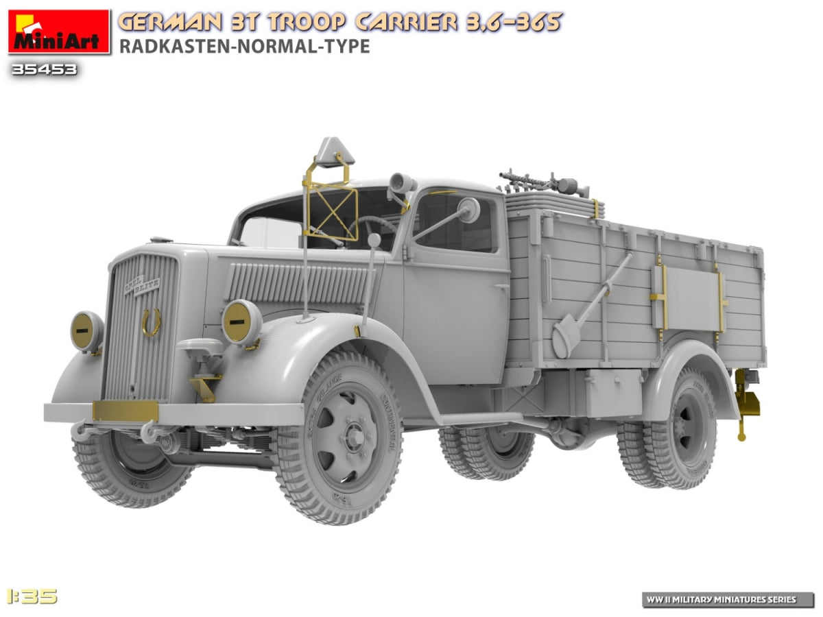 Miniart 35453 Transport de troupes allemand de 3 tonnes 3.6-36S Radkasten-Normal-Type 1/35 – imagen 8