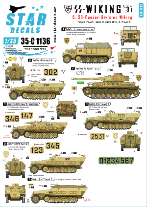 Star Decals 35-C1136 SS-Viking n° 3 1/35