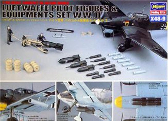 Figurines et équipements de pilotes de la Luftwaffe Hasegawa X48-9 (Seconde Guerre mondiale, échelle 1/48)