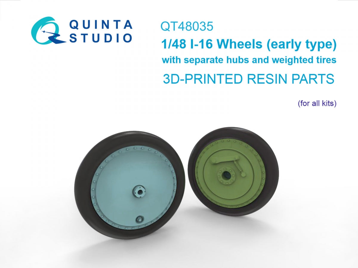 Roues Quinta Studio QT48035 I-16 (premier modèle) avec moyeux séparés et pneus lestés (tous les kits) 1/48
