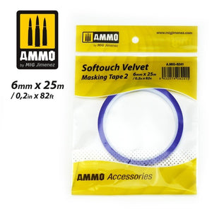 AMMO de Mig Jimenez 8241 SOFTOUCH VELVET MASKING TAPE 2 (6mm X 25M)