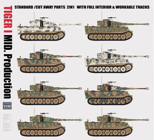 Rye Field Modèle 5100 TIGER I MID. Production STANDARD/PIÈCES À COUPER 2 EN 1 AVEC INTÉRIEUR COMPLET ET CHENILLES FONCTIONNELLES 1/35 – image 5