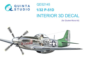 Intérieur imprimé en 3D et coloré sur papier décalcomanie (Zoukei-Mura SWS) pour le P-51D Mustang de Quinta Studio QD32145, échelle 1/32