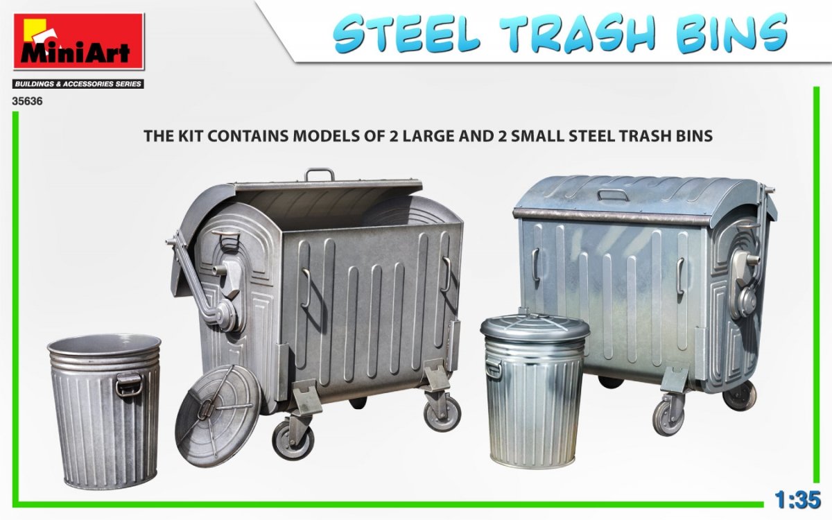 Miniart 35636 POUBELLES EN ACIER 1/35 – image 4