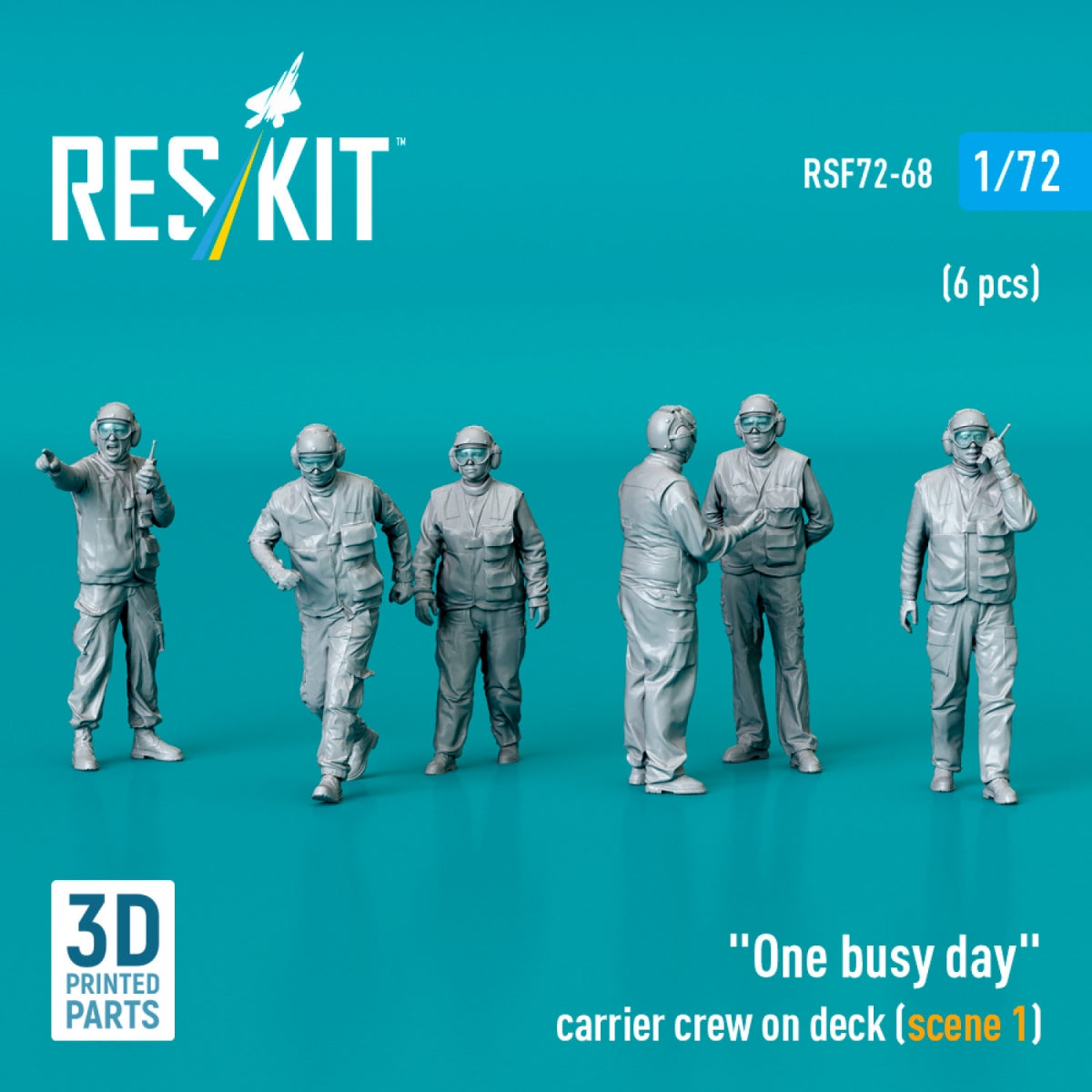 RESKIT RSF72-0068 "One busy day" carrier crew on deck (scene 1) (6 pcs) (3D Printed) 1/72