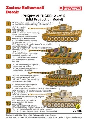 Techmod 72806 - Pz.Kpfw.VI Tiger Ausf.E (modèle de production intermédiaire) (1/72) – image 2