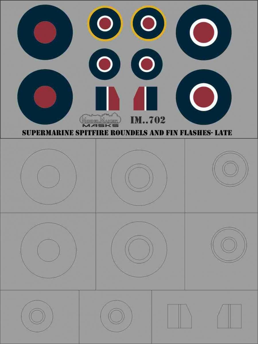Décalcomanies ModelMaker IM48702 Cocardes et bandes de dérive pour Supermarine Spitfire - Version tardive au 1/48  – immagine 2