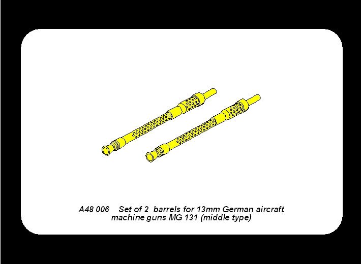 Aber A48 006 Jeu de 2 canons pour mitrailleuses d&amp;#39;avion allemandes de 13 mm MG 131 (type moyen) (1/48) – immagine 7