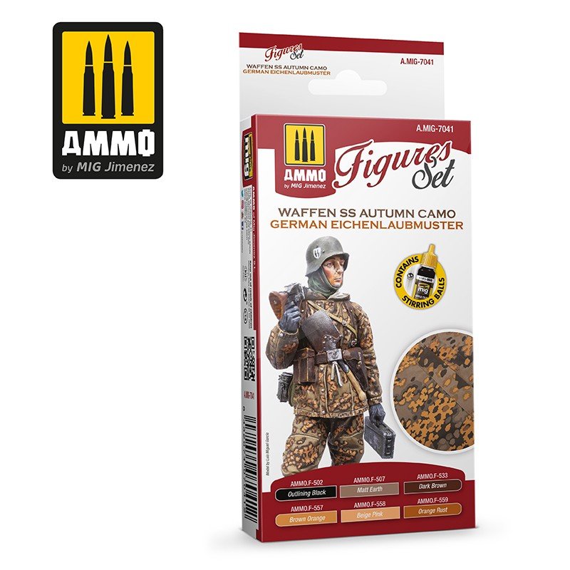 Munitions du Mig Jimenez 7041 WAFFEN SS Autumn Camo. Coffret Einchenlaubmuster allemand 6x17ml