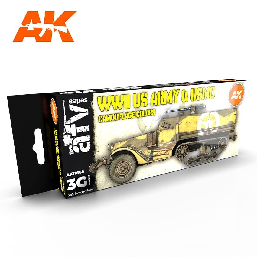 AK Interactive AK11668 3G Couleurs de camouflage de l'armée et du corps des Marines américains de la Seconde Guerre mondiale 8x17 ml