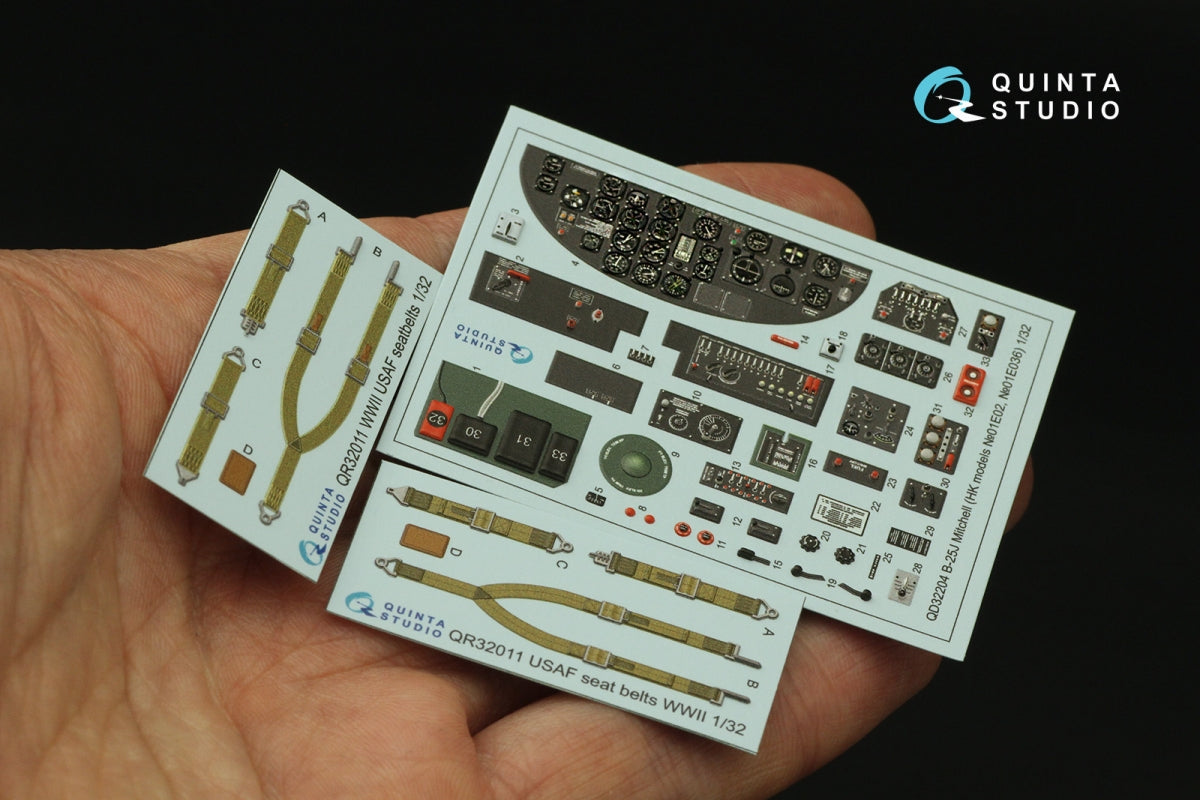 Quinta Studio QD32204 B-25J Mitchell Gun Nose, intérieur imprimé en 3D et coloré sur papier décalcomanie (HK models) 1/32  – Bild 5