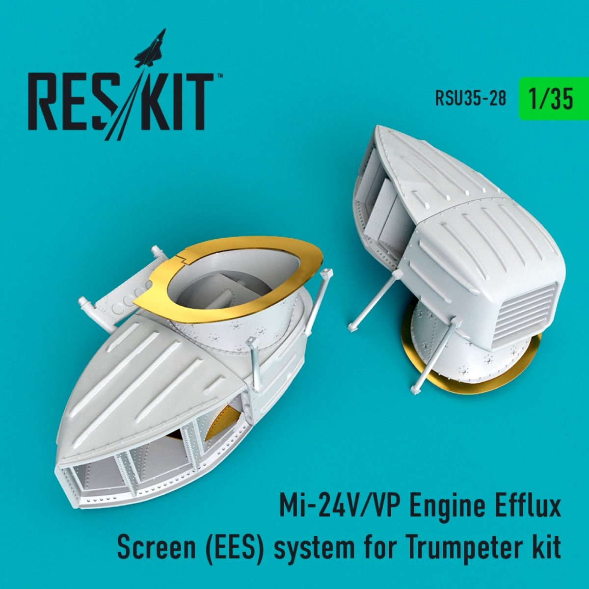 RESKIT RSU35-0028 MI-24 (V,VP) SYSTÈME DE FILET D'ÉCHAPPEMENT MOTEUR (EES) POUR MAQUETTE TRUMPETER 1/35