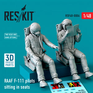 RESKIT RSF48-0006 PILOTES DE F-111 DE LA RAAF ASSIS SUR LEURS SIÈGES (2 PIÈCES) (IMPRIMÉ EN 3D) 1/48