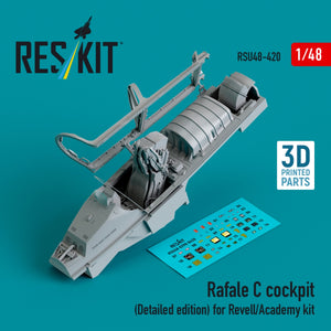 RESKIT RSU48-0420 Cockpit du Rafale C (Édition détaillée) pour maquette Revell/Academy (impression 3D) au 1/48