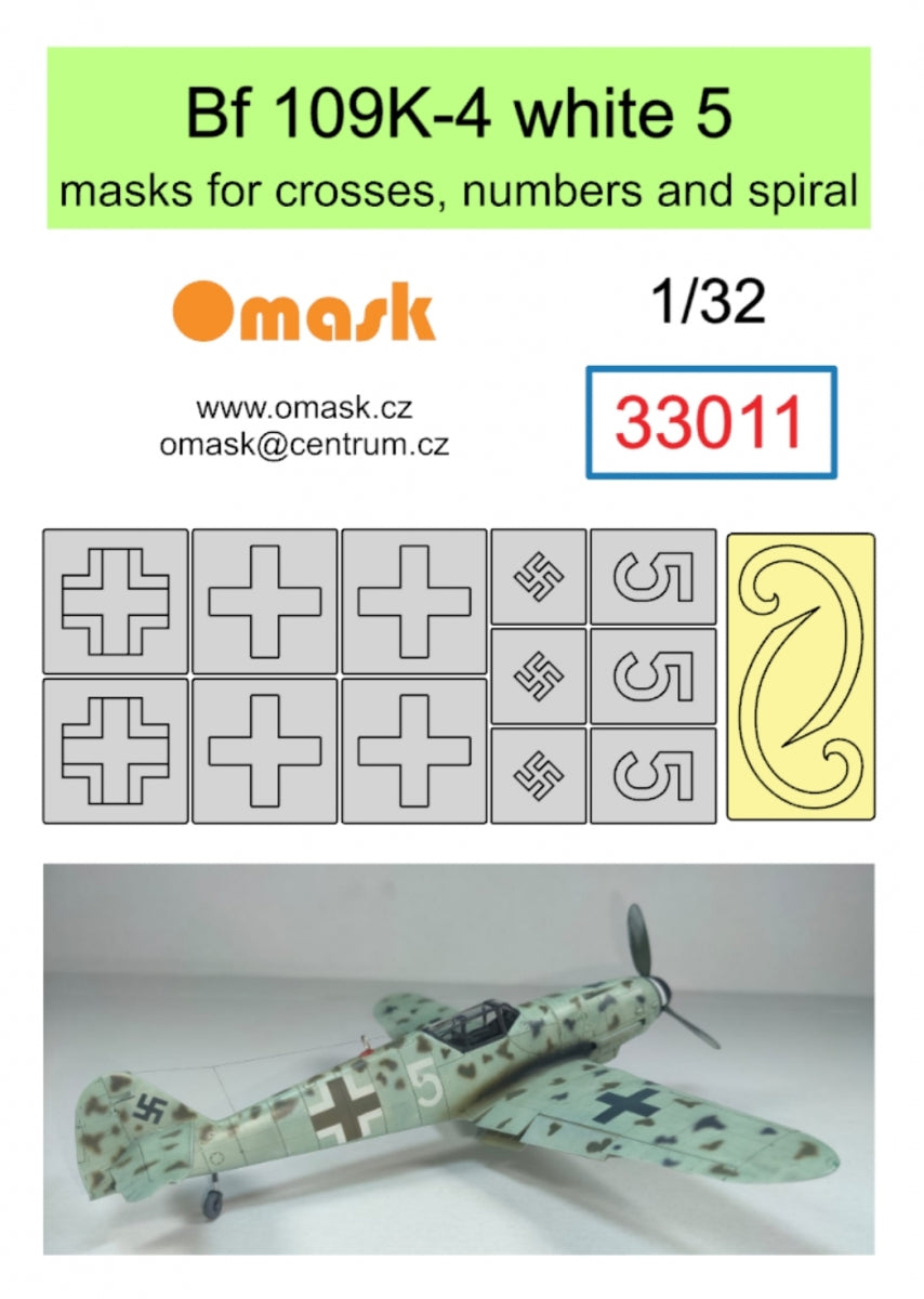 Omask 33011 Bf 109K-4 blanc 5 (masques pour croix, chiffres et spirale) 1/32