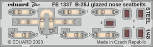 Eduard FE1337 B-25J ceintures de sécurité avant vitrées STEEL HONG KONG MODELS 1/48