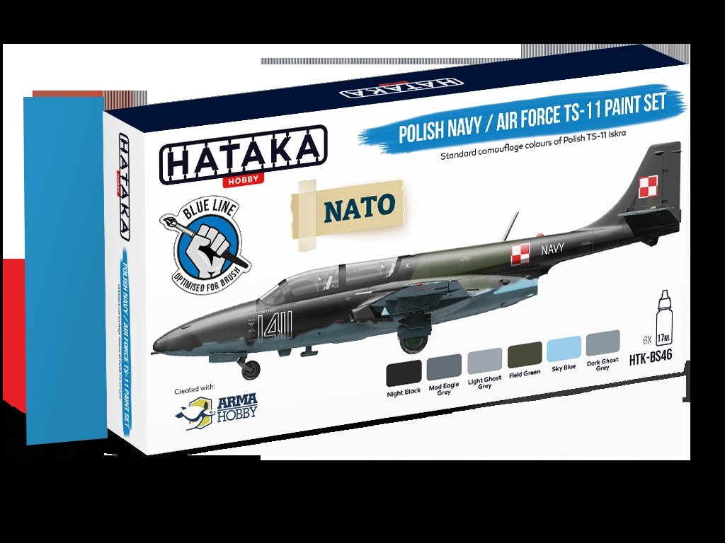 Hataka Hobby HTK-BS46 Kit de peinture TS-11 pour la marine/l'armée de l'air polonaise (6 x 17 ml) 