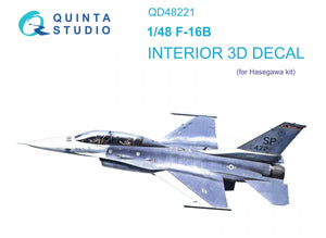 Intérieur imprimé en 3D et coloré sur papier décalcomanie Quinta Studio QD48221 F-16B (Hasegawa) 1/48