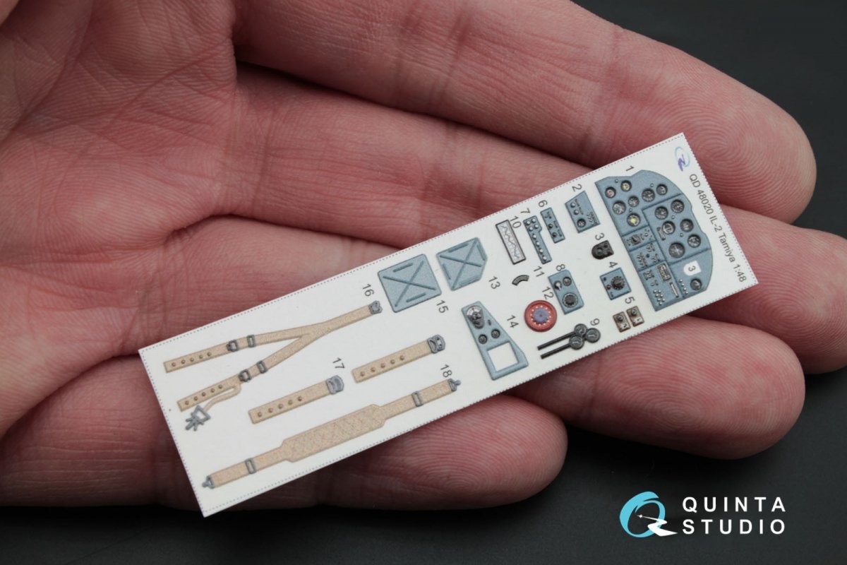 Intérieur imprimé en 3D et coloré sur papier décalcomanie Quinta Studio QD48020 IL-2 (pour maquette Tamiya) 1/48 – image 7