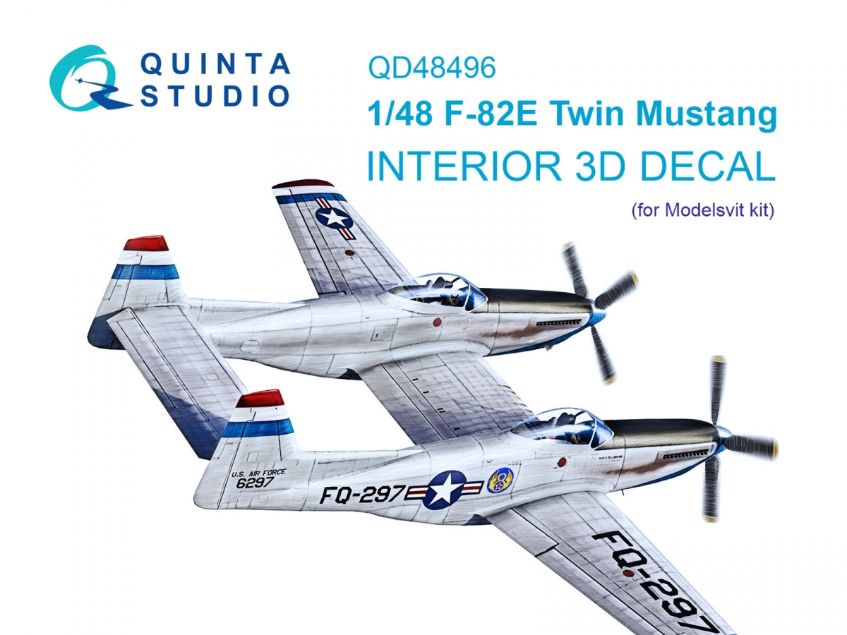 Intérieur coloré imprimé en 3D sur papier décalcomanie Quinta Studio QD48496 F-82E Twin Mustang (Modelsvit) 1/48