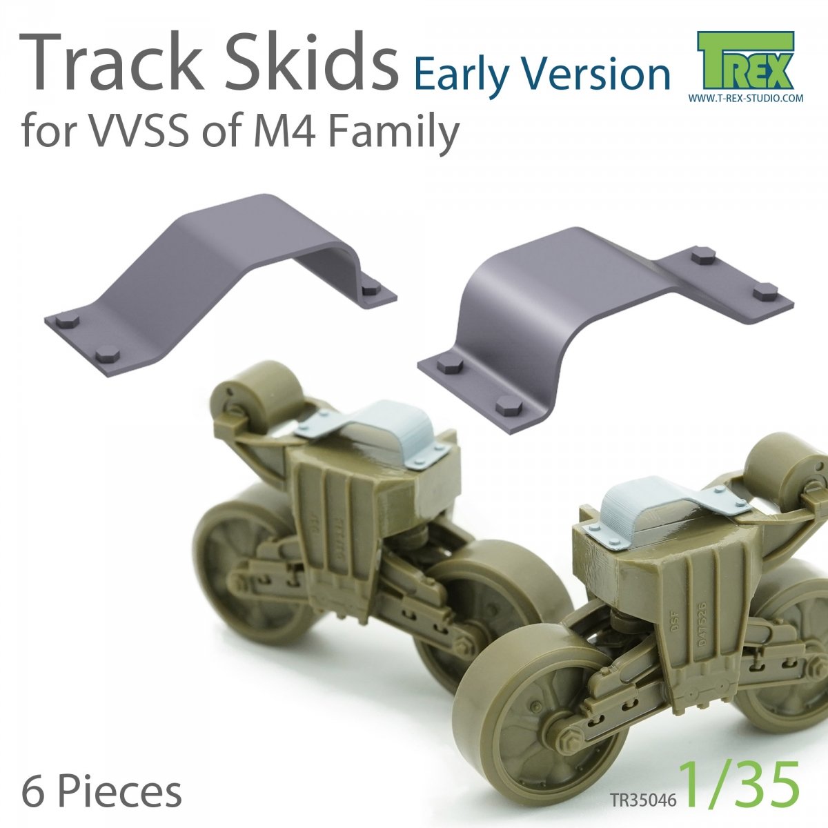 Kit de patins de chenille T-Rex Studio TR35046 (version initiale) pour la famille M4 au 1/35