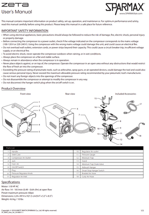 Compresseur d&amp;#39;air Sparmax AC501XZ Zeta Mini avec support Smart Stop et tuyau de 2 m – immagine 5