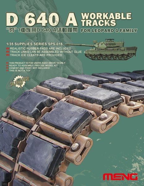 Chenilles fonctionnelles Meng modèle SPS-016 D 640 A pour la famille Leopard 1