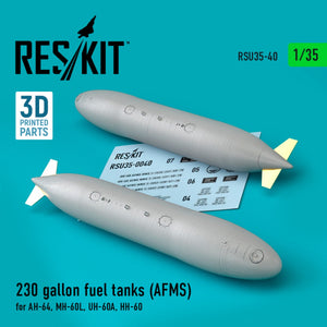 Réservoirs de carburant RESKIT RSU35-0040 de 230 gallons (AFMS) pour AH-64, MH-60L, UH-60A, HH-60 (2 pièces) (impression 3D) 1/35