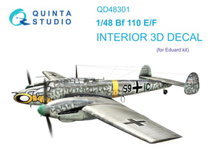 Intérieur imprimé en 3D et coloré sur papier décalcomanie Quinta Studio QD48301 Bf 110E/F (Eduard) 1/48