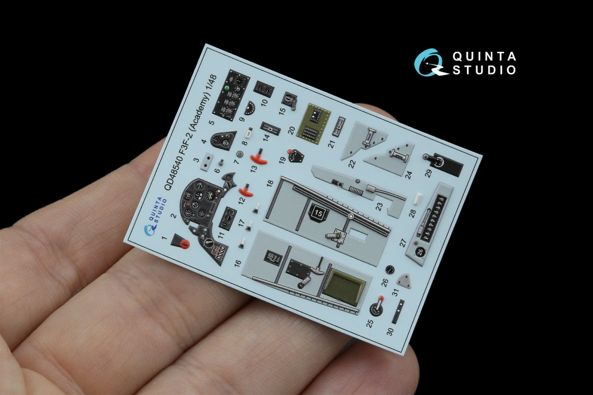 Intérieur imprimé en 3D et coloré sur papier décalcomanie Quinta Studio QD48540 F3F-2 (Academy/Accurate Miniatures) 1/48  – image 3