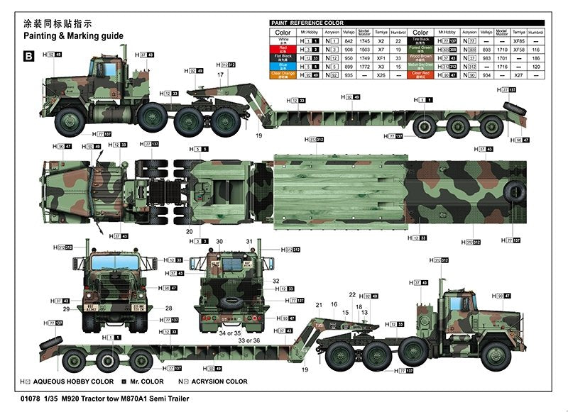 Trumpeter 01078 Tracteur M920 avec semi-remorque M870A1 1/35 – immagine 3