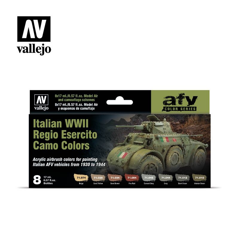Vallejo 71645 Regio Esercito Camo Couleurs Italiennes Seconde Guerre Mondiale 8 x 17 ml