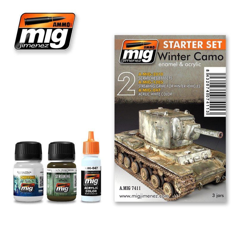 MUNITIONS de Mig Jimenez 7411 ENSEMBLE CAMO D&amp;#39;HIVER - ENSEMBLE DE DÉMARRAGE
