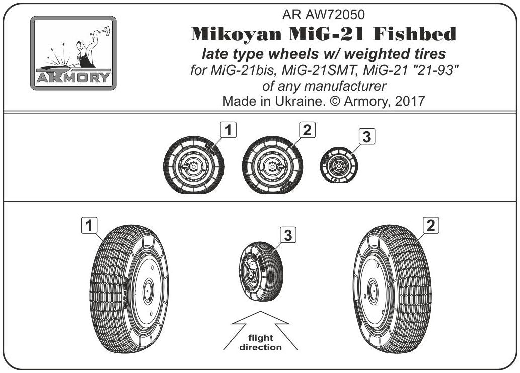 Armory Models AW72050 Roues Fishbed pour Mikoyan MiG-21 avec pneus lestés, échelle 1/72 (fin de série) – immagine 6