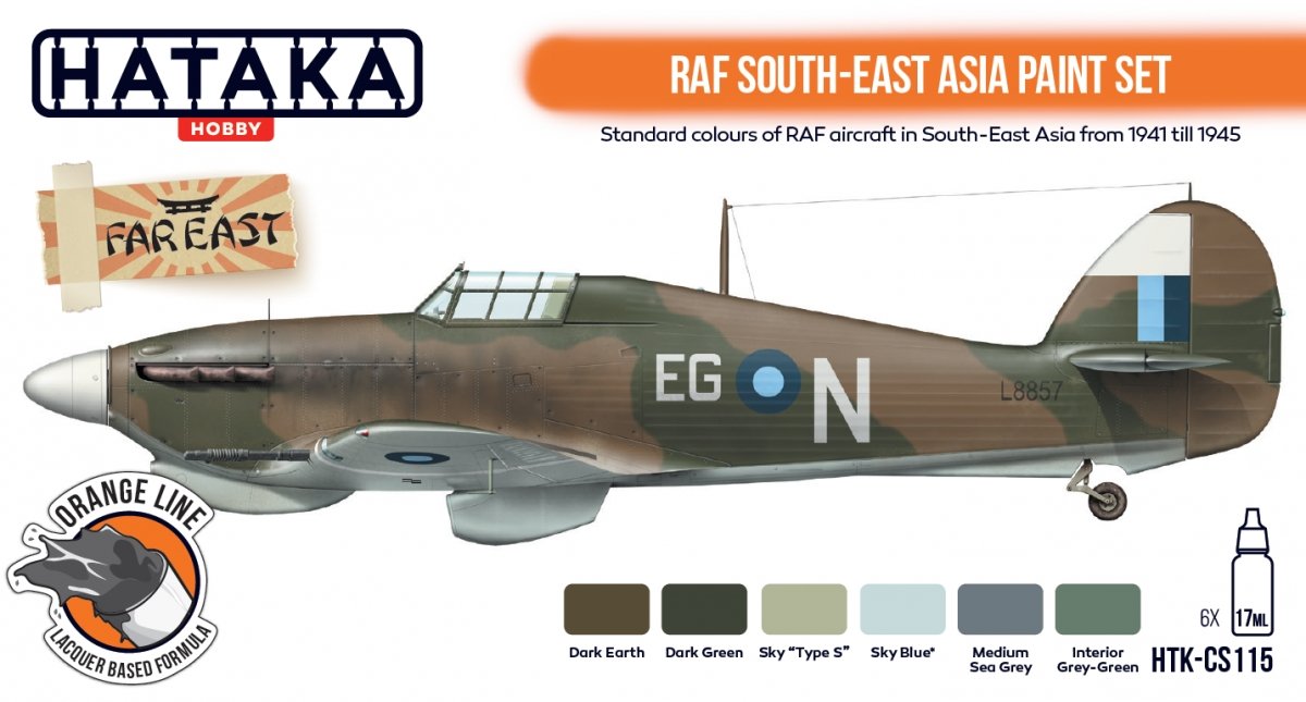 Coffret de peinture Hataka HTK-CS115 RAF Asie du Sud-Est, 6 x 17 ml